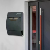 HOMCOM Steel Wall-Mounted Letter Box Mail Box Post Letter Newspaper Holder with Lock Grey(m-10)