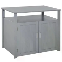 PawHut Wooden Cat Litter Box Enclosure Furniture with Adjustable Interior Wall & Large Tabletop for Nightstand, Grey(m-11)