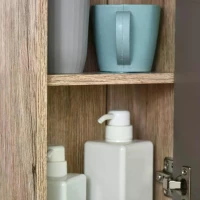 HOMCOM Bathroom Mirror Cabinet, Wall-Mounted Bathroom Cabinet with Mirror and Adjustable Inner Shelf,  57L x 14.2W x49.2H cm(m-9)