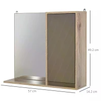 HOMCOM Bathroom Mirror Cabinet, Wall-Mounted Bathroom Cabinet with Mirror and Adjustable Inner Shelf,  57L x 14.2W x49.2H cm(m-3)