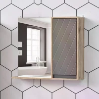 HOMCOM Bathroom Mirror Cabinet, Wall-Mounted Bathroom Cabinet with Mirror and Adjustable Inner Shelf,  57L x 14.2W x49.2H cm(m-13)