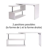 Homcom Bureau Informatique en Métal Chromé Blanc 255,5 x 94 x 31 cm(m-5)