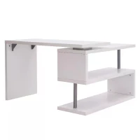 Homcom Bureau Informatique en Métal Chromé Blanc 255,5 x 94 x 31 cm(m-7)