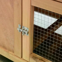 PawHut Poulailler Clapier Type Chalet en Bois Marron 124 x 22 x 64 cm(m-10)