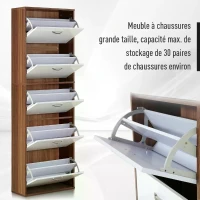 Homcom Armoire à Chaussures Blanc et Marron Foncé 60 x 28 x 189 cm(m-4)