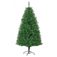 HOMCOM 5FT Christmas Tree Warm White LED Light Holiday Home Decoration, Green(m-1)
