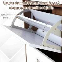 Homcom Armoire à Chaussures Blanc et Marron Foncé 60 x 28 x 189 cm(m-5)