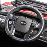 HOMCOM 12V Battery-powered 2 Motors Kids Electric Ride On Car Off-road UTV Toy 3-6 km/h with High Roof Parental Remote Control Music Lights MP3 Suspension Wheels for 3-8 Years Old Red(m-10)