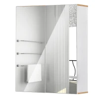 kleankin Bathroom Mirror Cabinet Wall Mounted Storage Cupboard with Double Door and Adjustable Shelves, White(m-1)
