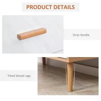 HOMCOM Chest of Drawers with 3 Drawers, Bedroom Cabinet, Storage Organizer for Living Room, White and Natural(m-5)