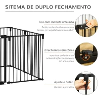 Pawhut Parque para Cães com 8 Painéis 60x76 cm Barreira de Proteção Animais de Estimação Dobrável Porta e Fechadura Dupla Preto(m-5)