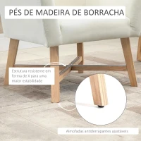 HOMCOM Poltrona de Sala de Estar Estofada em Veludo Poltrona Relax Moderna com Apoio para os Braços Acolchoados Pés de Madeira e Base Cruzada para Dormitório 67x65x74cm Branco Creme(m-5)