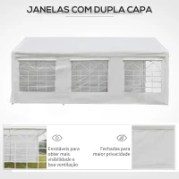 Outsunny Tenda para Festas 6x3m Tenda de Jardim com 4 Paredes Laterais 2 Portas Enroláveis e 6 Janelas Proteção UV para Exterior Eventos Casamentos Branco(m-7)