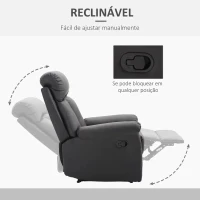 HOMCOM Poltrona Relax Reclinável Estofado em PU Poltrona de Sala de Estar com Apoio para os Pés Retrátil Encosto Alto Apoio para os Braços e Assento Acolchoado Grosso 80x97x107cm Preto(m-4)