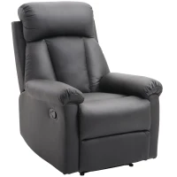 HOMCOM Poltrona Relax Reclinável Estofado em PU Poltrona de Sala de Estar com Apoio para os Pés Retrátil Encosto Alto Apoio para os Braços e Assento Acolchoado Grosso 80x97x107cm Preto(m-1)