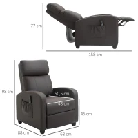 HOMCOM Poltrona de Massagem Reclinável com 2 Zonas de Massagem 8 Programas e 5 Níveis de Intensidade 68x88x98 cm Marrom Escuro(m-3)