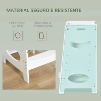 HOMCOM Torre de Aprendizagem de Madeira para Crianças Torre de Aprendizagem Infantil com Altura Ajustável em 3 Posições e Barra de Segurança 40x50x90cm Branco(m-5)