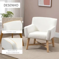 HOMCOM Poltrona de Sala de Estar Estofada em Veludo Poltrona Relax Moderna com Apoio para os Braços Acolchoados Pés de Madeira e Base Cruzada para Dormitório 67x65x74cm Branco Creme(m-6)