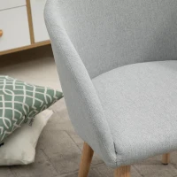 HOMCOM Cadeira Sala de Jantar Estofada em Linho Sintético Transpirável com Assento Acolchoado e Pés de Madeira Cadeira Moderna para Sala de Estar Dormitório 55x58x74cm Cinza(m-8)