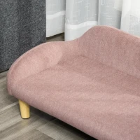 PawHut Sofá para Animais de Estimação em Veludo Suave Sofá Cama para Cães Gatos Médios e Pequenos Acolchoado Grosso Pés de Madeira 70x40x28cm Rosa(m-9)