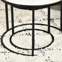 HOMCOM Conjunto de 2 Mesas Auxiliares Redondas Empilháveis Mesa de Centro Modernas com Bancada em Efeito de Mármore e Estrutura de Aço Ø60x46cm e Ø40x40cm Branco(m-9)