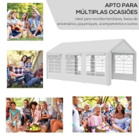 Outsunny Tenda para Festas 6x3m Tenda de Jardim com 4 Paredes Laterais 2 Portas Enroláveis e 6 Janelas Proteção UV para Exterior Eventos Casamentos Branco(m-8)