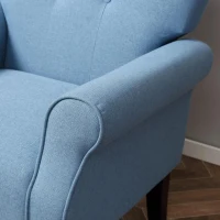 HOMCOM Poltrona de Sala de Estar Estofada Poltrona Relax com Apoio para os Braços Assento Acolchoado e Pés de Madeira Estilo Moderno para Dormitório 78x74x97cm Azul Claro(m-9)