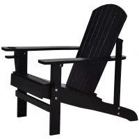 Outsunny Outdoor Classic Wooden Adirondack Deck Chair with Cup Holder - Black(m-11)