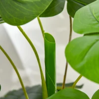 HOMCOM Planta Artificial Costela de Adão no Vaso 120cm de Altura Planta Artificial Tropical Decorativa com 20 Folhas para Casa Sala de Estar Dormitório Verde(m-8)
