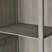 Outsunny Abrigo de Jardim para Ferramentas Armário de Madeira para Exterior com Prateleira Dupla Porta Janelas e Teto Asfáltico 127,5x50x164cm Cinza(m-9)