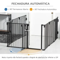 Pawhut Parque para Cães com 8 Painéis 60x76 cm Barreira de Proteção Animais de Estimação Dobrável Porta e Fechadura Dupla Preto(m-4)