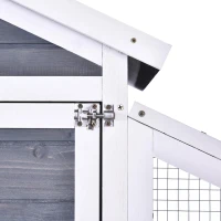 PawHut Galinheiro Exterior de Madeira Gaiola para Galinhas de 2 Níveis com Ninho Zona Aberta Teto Asfáltico Bandeja Removível e Rampa 175,4x95,5x100cm Cinza(m-9)