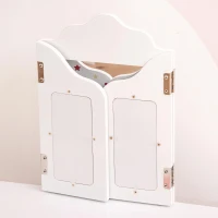 HOMCOM Toucador Infantil de Madeira com Banco e Espelho de Acrílico de 2 Sessões Mesa de Maquilhagem Infantil com Gaveta para Dormitório Sala de Jogos 63x40x85,5cm Branco(m-7)