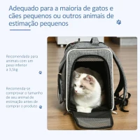 PawHut Mochila Transportadora para Gatos e Cães Pequenos Bolsa de Transporte para Animais de Estimação Dobrável Transpirável com Almofada Removível e Cinto de Segurança para Viagem 31x26x34cm Cinza(m-7)
