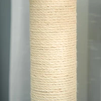 PawHut Árvore para Gatos Grande Torre de Escalar com Múltiplas Plataformas Cama Superior Túnel Postes de Arranhar de Sisal Natural e Brinquedos 49x49x130 cm Bege e Cinza(m-9)