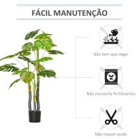HOMCOM Planta Artificial Costela de Adão no Vaso 120cm de Altura Planta Artificial Tropical Decorativa com 20 Folhas para Casa Sala de Estar Dormitório Verde(m-5)