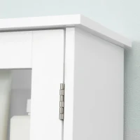 kleankin Armário Casa de Banho de Parede com 2 Portas de Cristal Armário Suspenso com Prateleiras Ajustáveis em Altura Multiuso para Cozinhas Sala de Estar 55x20x65cm Branco(m-9)
