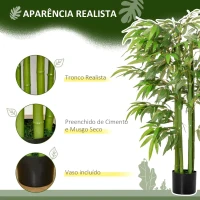 HOMCOM Bambú Artificial 140cm com Vaso Planta Artificial para Interior e Exterior Decoração de Casa Escritório Verde(m-3)