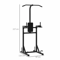 HOMCOM Estação de Musculação Torre Multifuncional com Barra de Flexões Estrutura de Aço para Treinar em Academia Casa Carga Máxima 120kg 110x97x227cm Preto(m-3)
