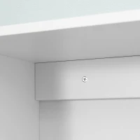kleankin Armário Casa de Banho de Parede com 2 Portas de Cristal Armário Suspenso com Prateleiras Ajustáveis em Altura Multiuso para Cozinhas Sala de Estar 55x20x65cm Branco(m-10)