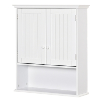 Kleankin Armário Casa de Banho com 2 Portas Prateleira Interior Ajustável e Compartimento Aberto Móvel Auxiliar Suspenso Multiúso para Cozinha 60x20x70,5cm Branco