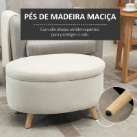 HOMCOM Otomano Puff Estofado em Veludo Acolchoado Banco de Armazenamento com Tampa Removível e Pés de Madeira para Dormitórios Sala de Estar Corredor 71x51,5x42 Bege(m-6)