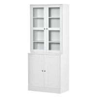HOMCOM Vitrine para Sala de Estar Estante de Livros com 4 Portas e Prateleiras Superiores com Altura Ajustável Estilo Moderno Multiúso para Cozinha Escritório Dormitório 76x40x178,5 Branco(m-1)
