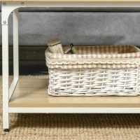 HOMCOM Mesa de Centro para Sala de Estar Moderna Mesa de Centro com Prateleira de Armazenamento Pés Ajustáveis e Estrutura de Aço para Escritório 100x54x45,8cm Natural(m-9)
