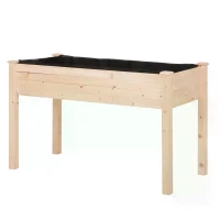 Outsunny Garden Wooden Planters， Non-Woven Fabric, Rectangular Raised Bed,Fir Wood，Indoor/Outdoor, 122.5Lx56.5Wx76H cm(m-9)