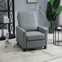 HOMCOM Poltrona Relax Reclinável em até 140° Estofada em PU com Apoio para os Pés Retrátil Assento e Encosto Acolchoados para Sala de Estar Escritório Dormitório 70,5x86x99cm Cinza(m-2)