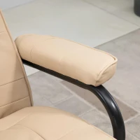 HOMCOM Poltrona de Massagem Elétrica com Banco para Apoiar os Pés Poltrona Relax Giratório Reclinável em até 145° com Controle Remoto e 10 Zonas de Massagem Estofado em PU 77x84x95cm Bege(m-8)