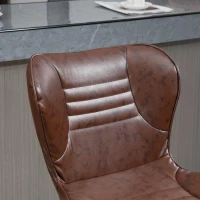 HOMCOM Conjunto de 2 Bancos de Bar Estofados em Couro Sintético Bancos Altos com Altura Ajustável Giratório com Encosto e Apoio para os Pés 46,5x54x88-108cm Marrom(m-9)