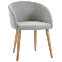 HOMCOM Cadeira Sala de Jantar Estofada em Linho Sintético Transpirável com Assento Acolchoado e Pés de Madeira Cadeira Moderna para Sala de Estar Dormitório 55x58x74cm Cinza