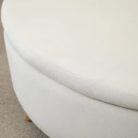 HOMCOM Otomano Puff Estofado em Veludo Acolchoado Banco de Armazenamento com Tampa Removível e Pés de Madeira para Dormitórios Sala de Estar Corredor 71x51,5x42 Bege(m-8)
